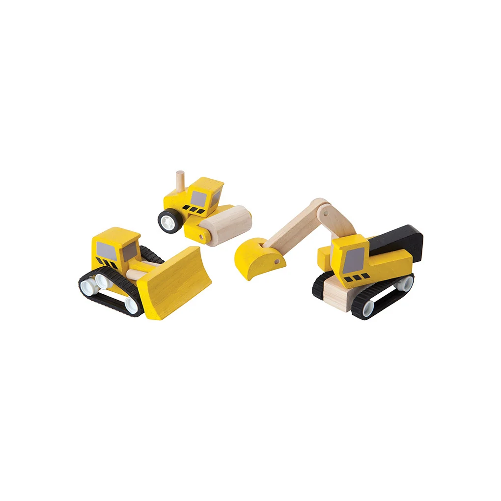 Easy-to-Use PlanToys 3 Piece Wooden Road Construction Set Sophisticated