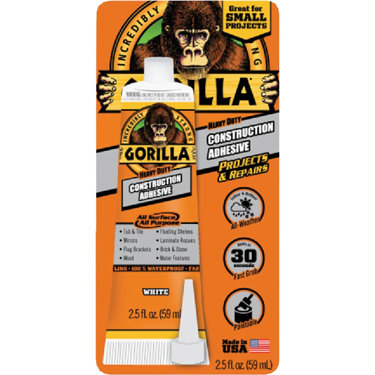 Convenient Gorilla 2.5 Oz. All Surface Construction Adhesive Authentic