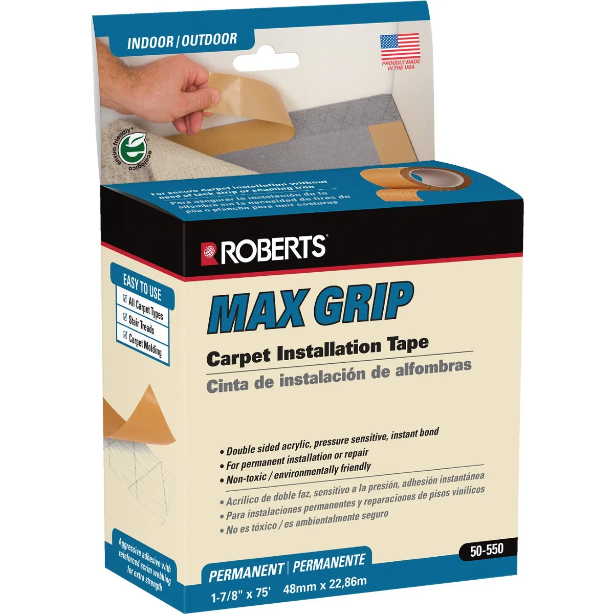 Original Design Max Grip 1.88 In. x 75 Ft. Indoor Carpet Tape Environmentally Friendly