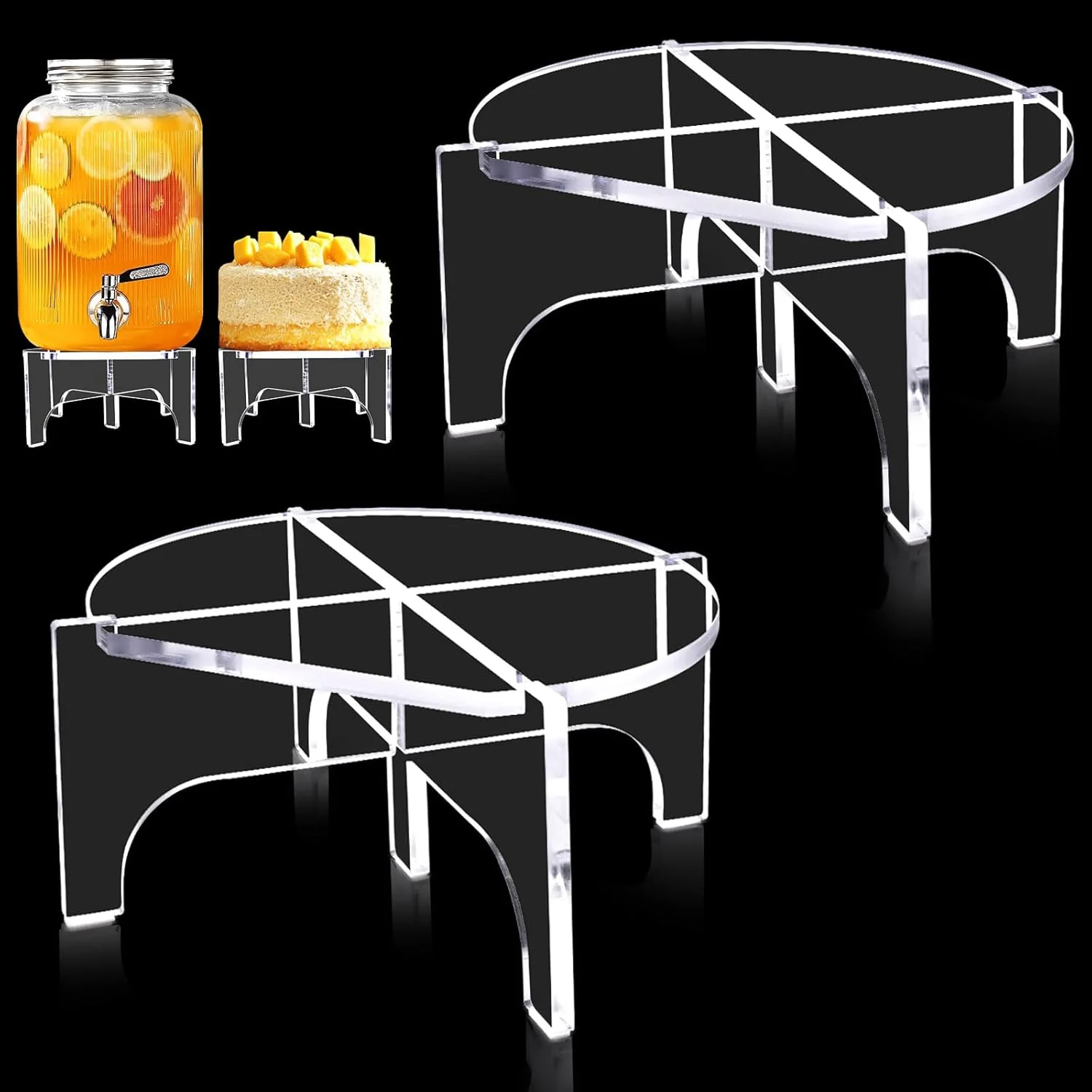 Fine 2Pcs Glass Drink Dispenser Stand Acrylic Stands Fit Max 8.7 Inch Diameter of Beverage Dispenser Holder Water Dispenser Stand for Parties and Events Fast