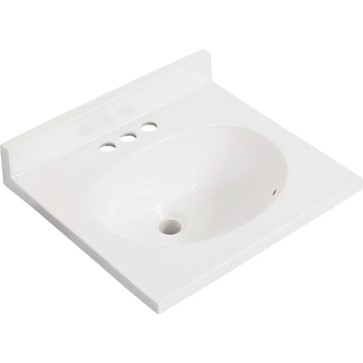 Trusted Modular Vanity Tops 19 In. W x 17 In. D Solid White Cultured Marble Non-Drip Edge Vanity Top with Oval Bowl Premium Material