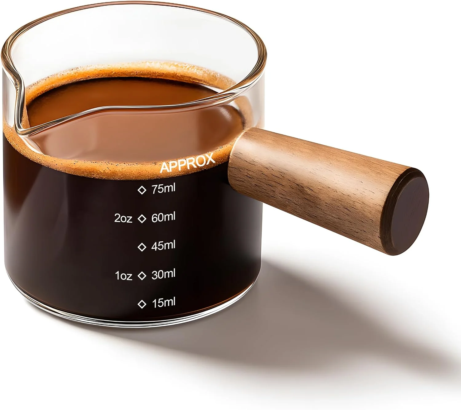 Sustainable YARRAMATE 2.5oz Glass Espresso Shot Cup with V-Spout amp Handle Borosilicate Glass Precision Pouring Heat Insulated Grip Dual-Scale Accuracy Easy to Rinse Clean Authentic