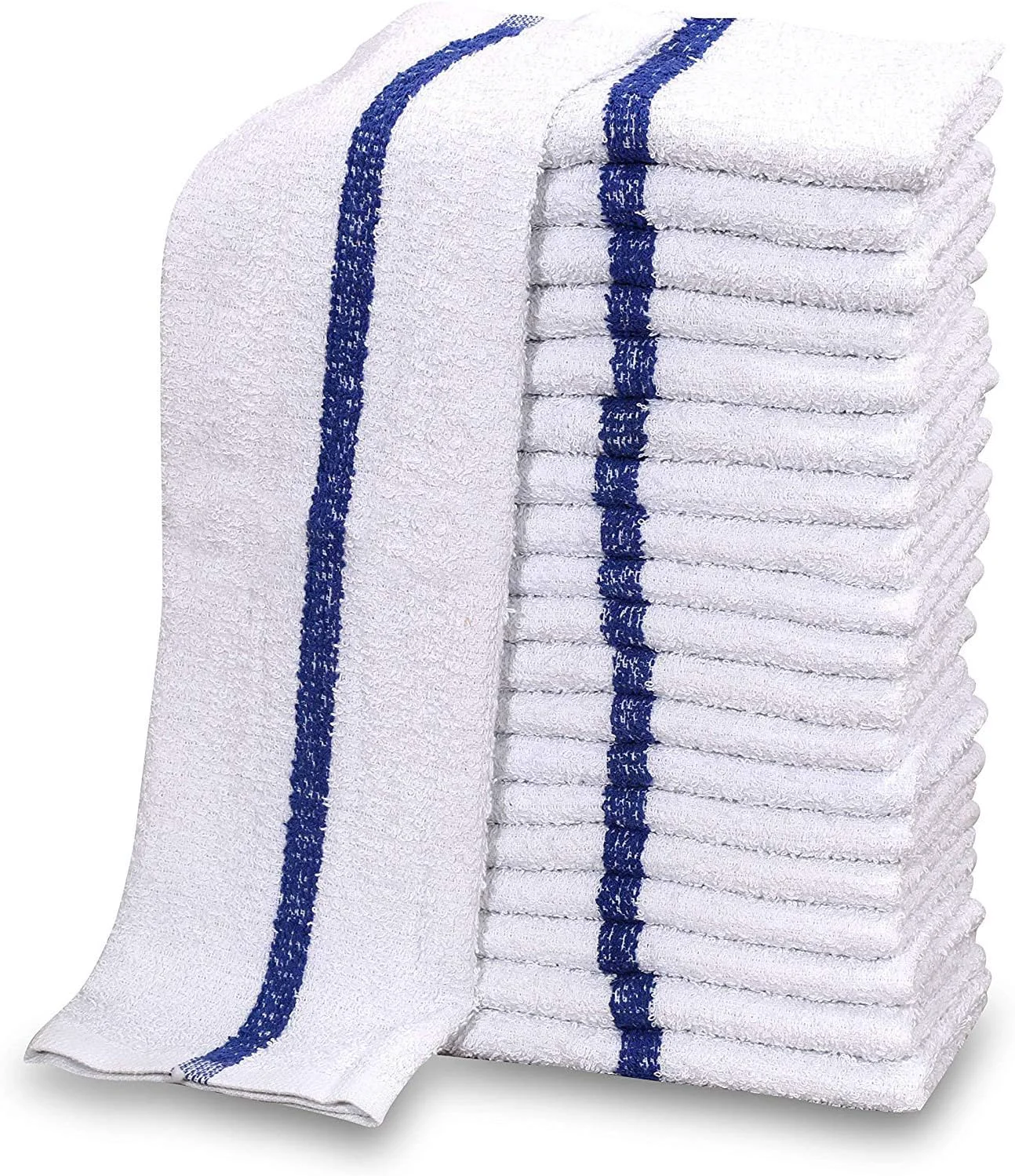 Genuine Gold Textiles New Cotton Blend White Restaurant Bar Mops Kitchen Towels 36 Blue Stripe Trendy
