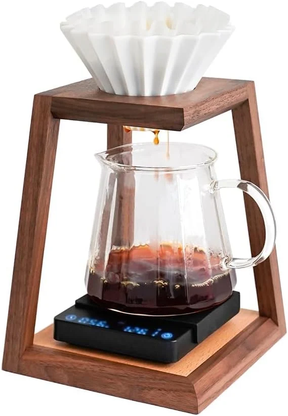 Breathable watchget Pour Over Coffee Station Coffee Dripper Stand Wooden Drip Station Pour Over Coffee Maker Stand Filter Holder Reusable