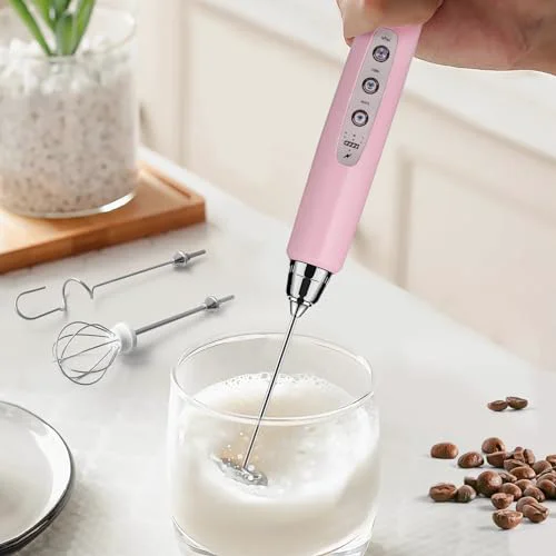 Organic Milk Frother Wand Rechargeable Handheld Electric Whisk 3 Speed Adjustable Classic