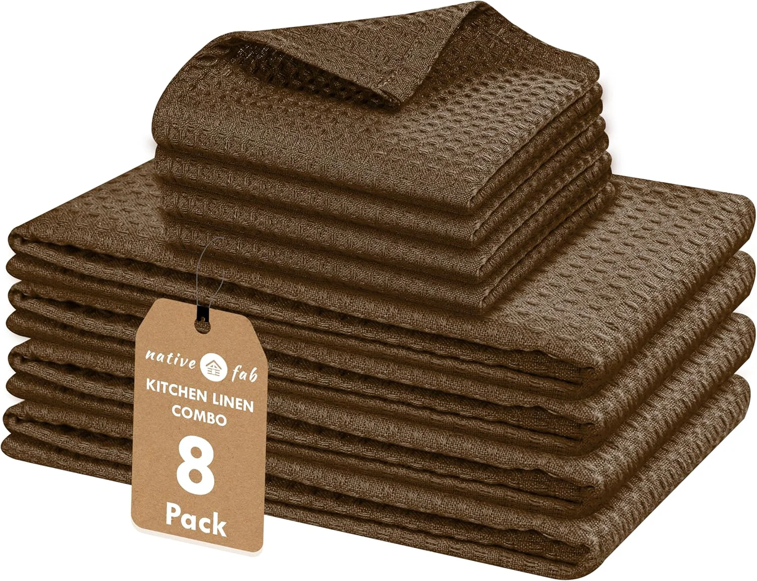 Superior Native Fab Cotton Dish Towel Dishcloths 8 Piece Set – Soft Absorbent Durable Washable Fast Drying Towels for Cleaning Cooking Baking Contemporary