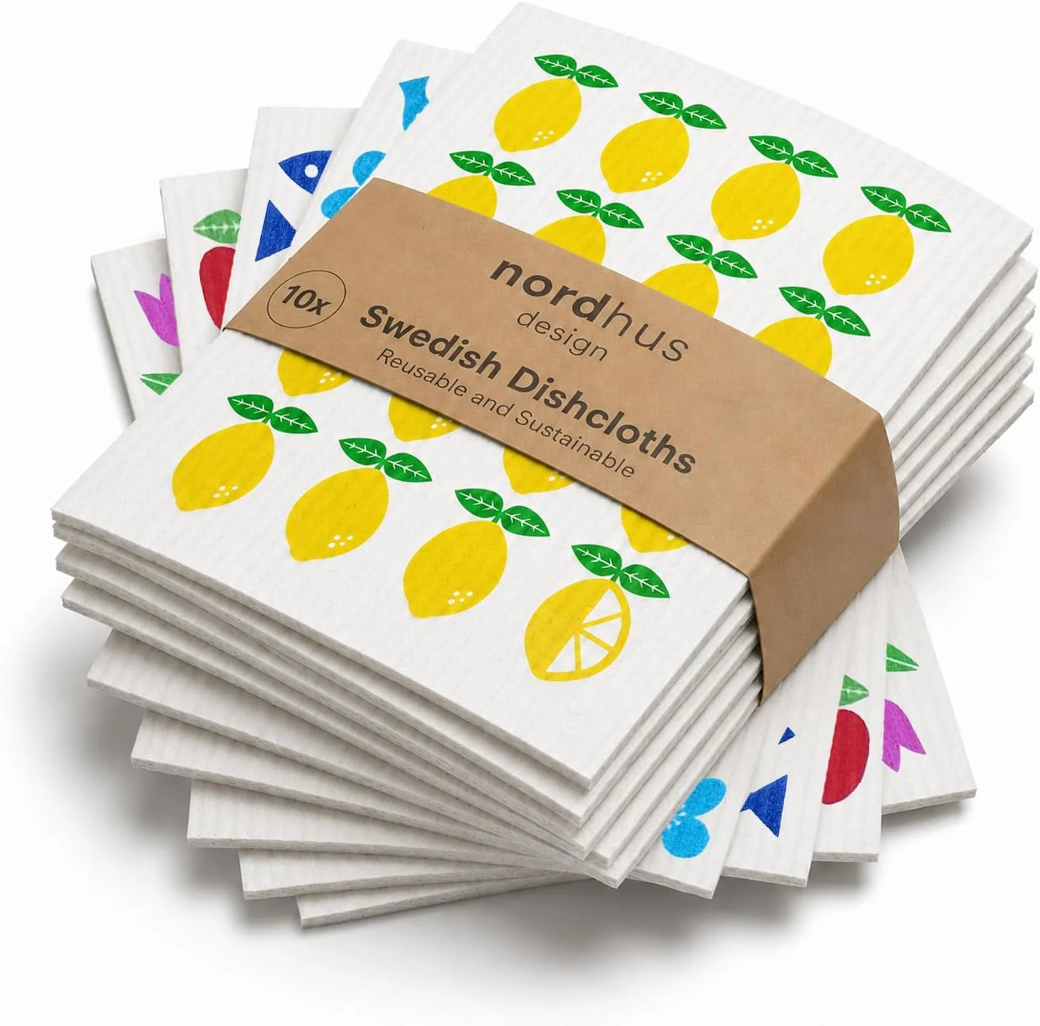 Long-Lasting Nordhus Design Swedish Dishcloths 10 Pack – Reusable Swedish Dish Cloths for Kitchen Eco Friendly Cellulose Sponge Cloth Ultra Absorbent Odor Replaces Paper Towels Washable amp Compostable Authentic