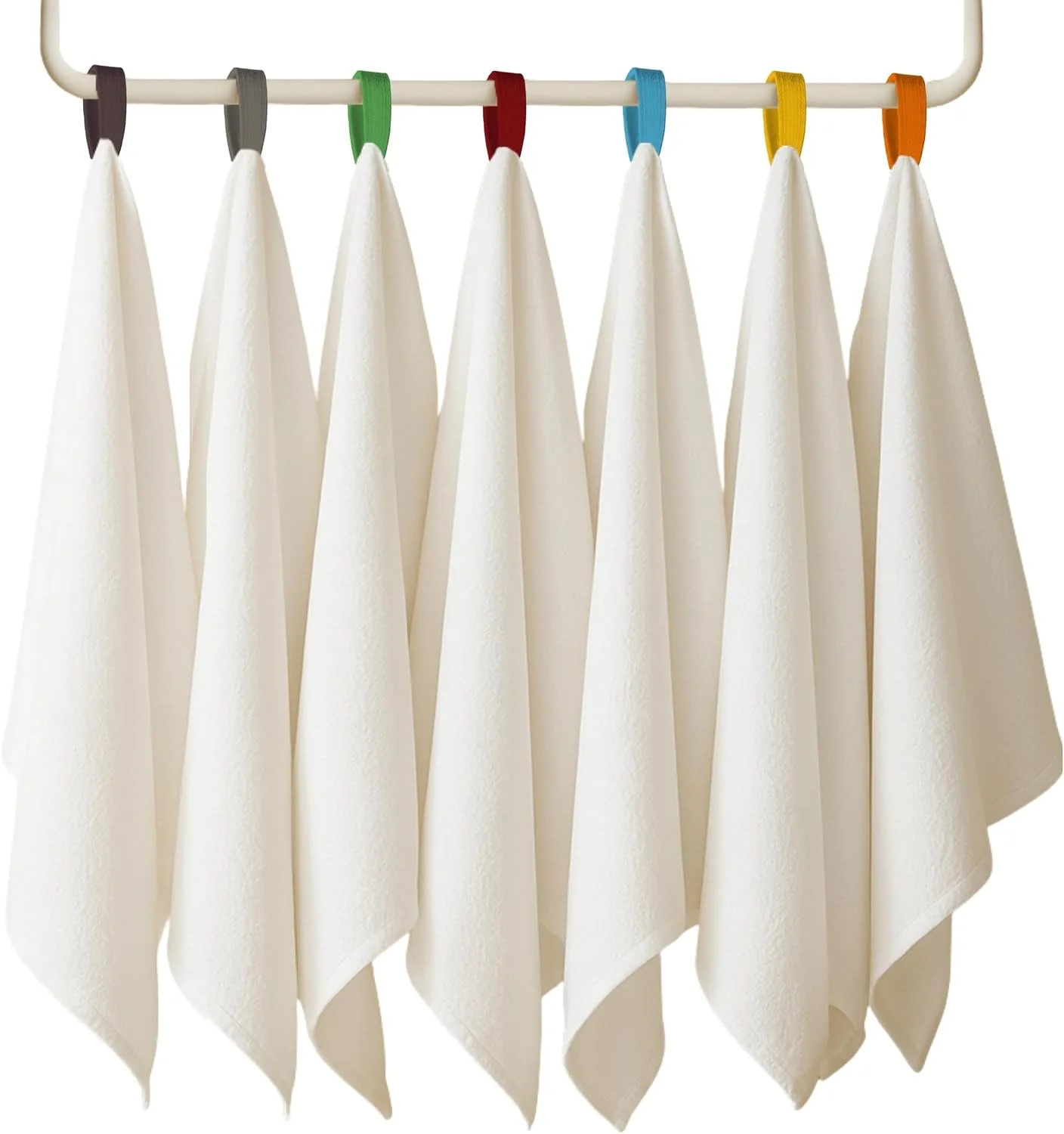 Fashionable Flour Sack Towels Tea Towel for Crafts Kitchen Towels Cotton Blank Towel for Embroidery Baking Bread Proofing Linen Cover Super Absorbent Dish Towels with Color Hanging Loops 7 Pack 18 x28 White Fine