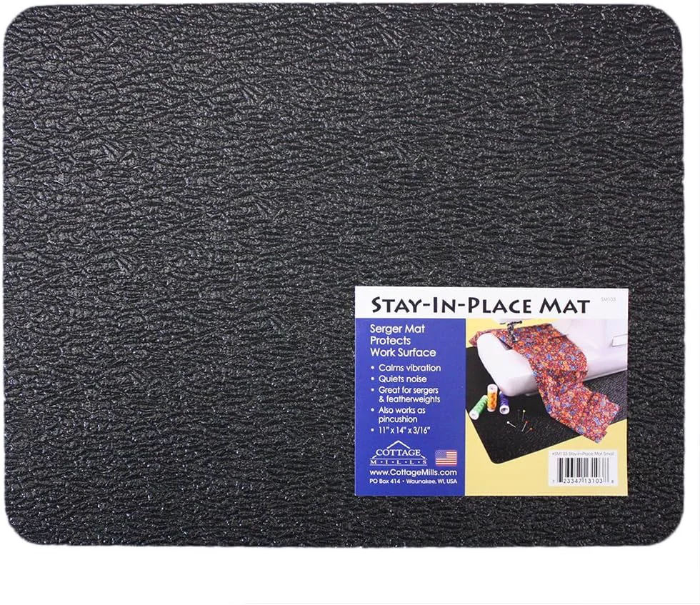 Reusable Stay-in-Place Machine Mat – 11 x 14 – Calms Vibration and Dampens Noise. Great for Sergers. Made in USA. Functional