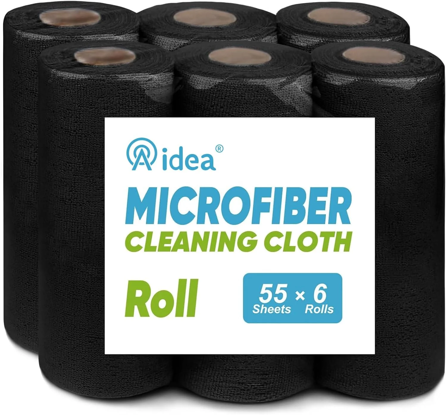 Safe AIDEA Microfiber Cleaning Cloth 330 Sheets 6 Roll Black Paper Towels 11×9 Fast