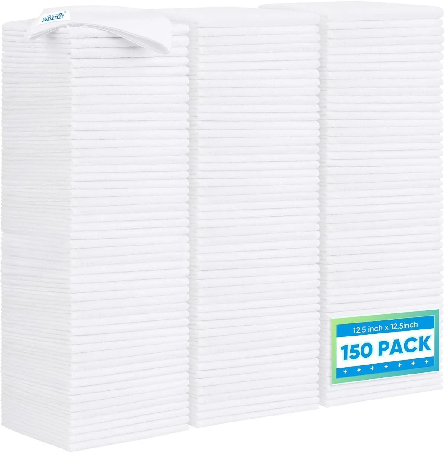 Safe Homexcel White Microfiber Cleaning Cloth 150 Pack 12.5 x 12.5 inch Microfiber Towels for Car Washing Cleaning Rags for Car Kitchen and Window Advanced