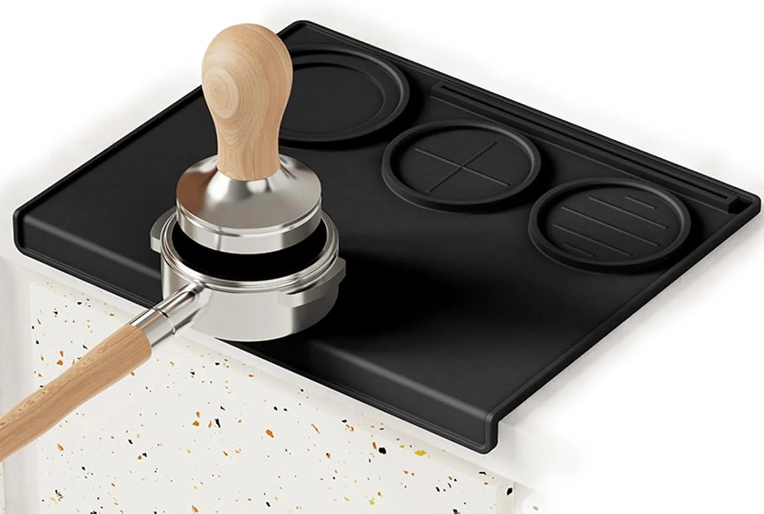 Fashionable Espresso Tamping Mat Silicone Coffee Tamping Mat with Three Grooved Sections Suitable for 51mm Tamper and Coffee Distributor Top-Quality