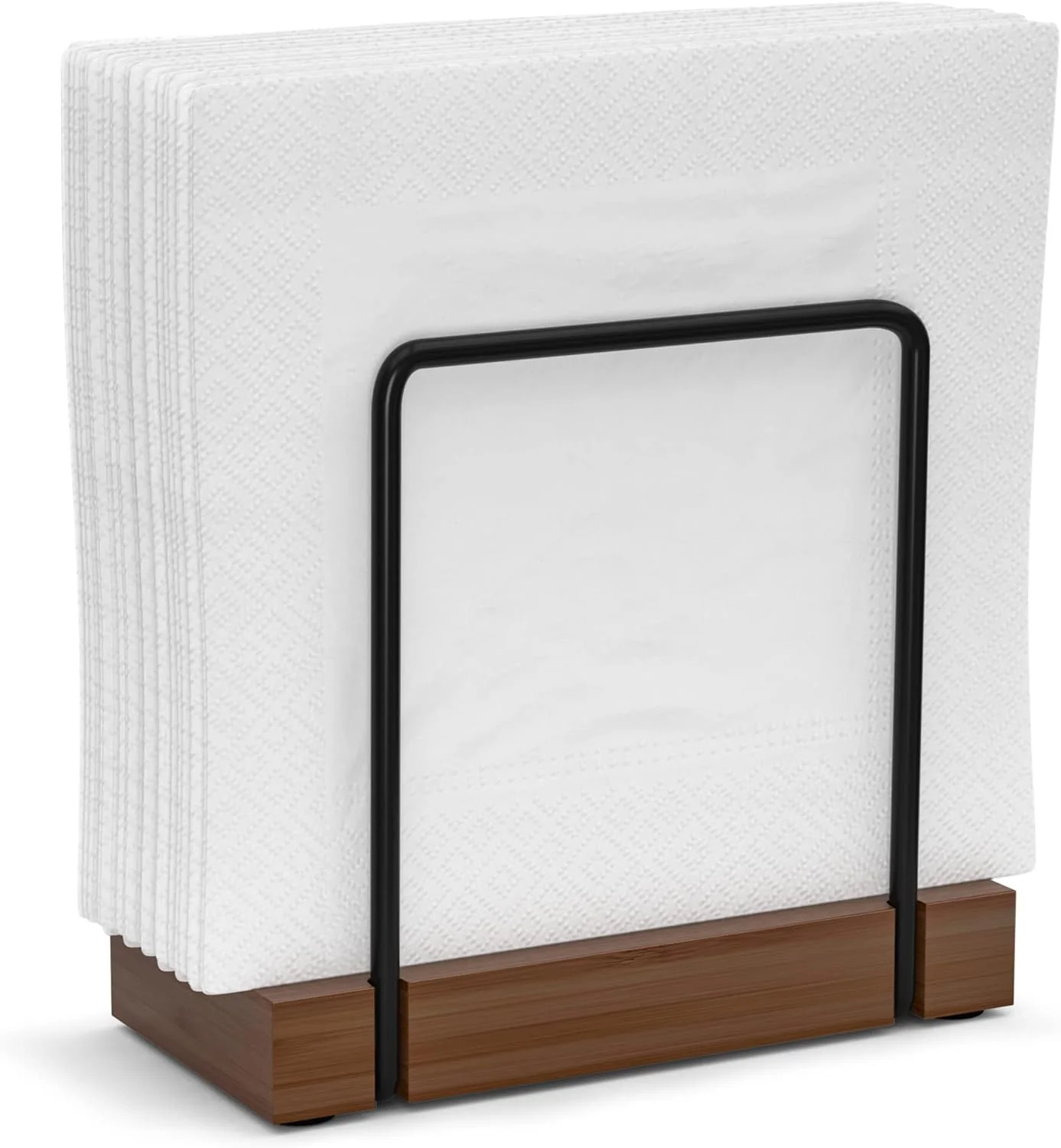 Quality Napkin Holder for Table Bamboo Iron Standing Napkin Dispenser for Dining Table Farmhouse Cocktail Picnic Rustic Wood Holders All Kitchen Dining Room Functional