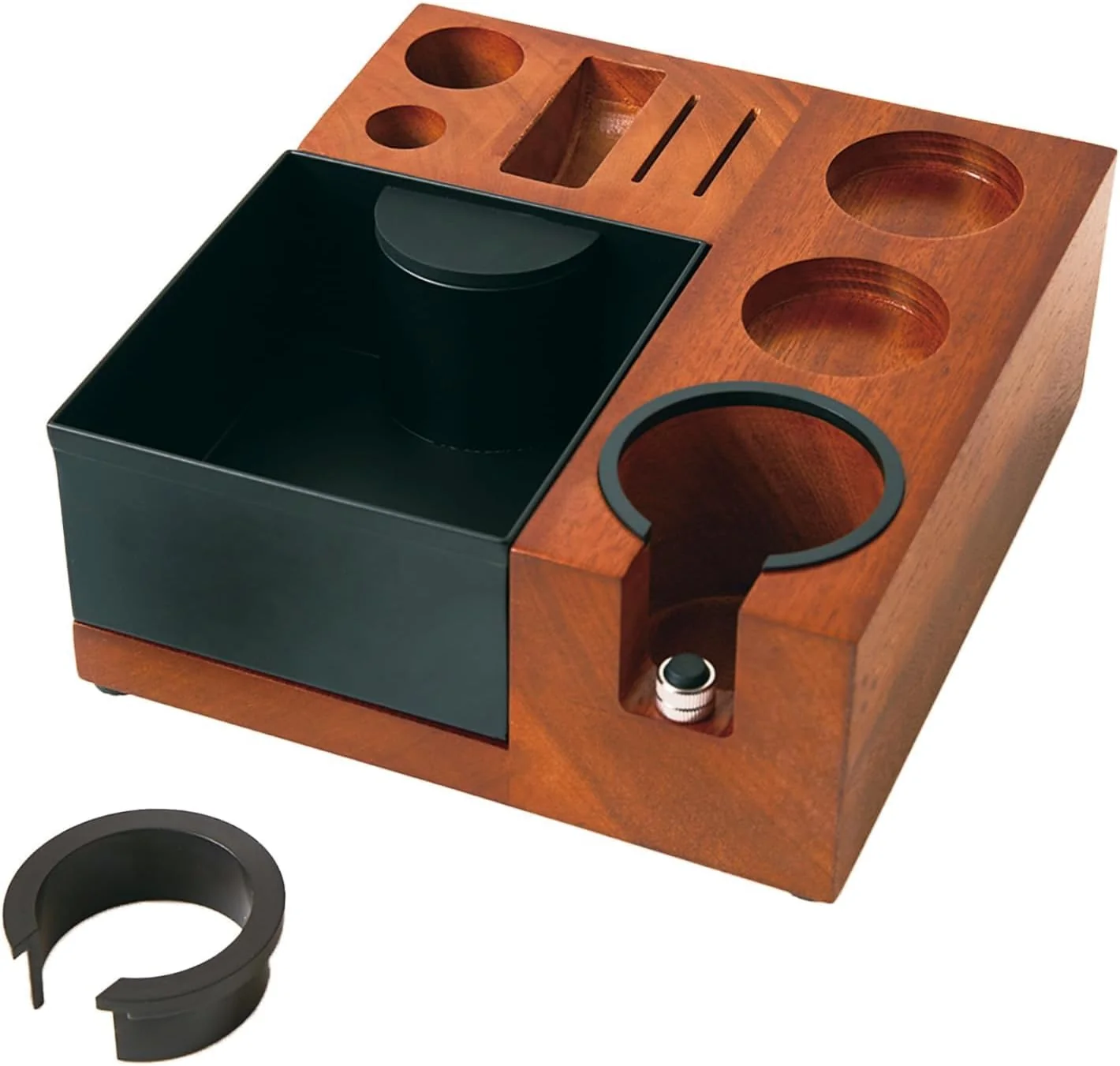 Unique Espresso Tamping Station Knock Box – 9 in1 Espresso Knock Box And Tamp Station Coffee Organizer Fit for 51mm 53mm 54mm 58mm Espresso Tamper Distributor Portafilter Puck Screen Accessories Storage Excellent