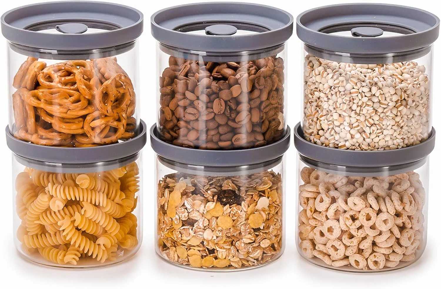 Selected Glass Canisters with Airtight Lids Set of 6 17.5 oz – Borosilicate Glass Jars for Overnight Oats Meal Prep amp Pantry Storage Stackable BPA- Dishwasher Safe Kitchen Containers Crafted