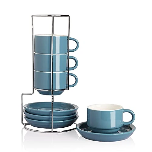 Outstanding Sweejar Porcelain Espresso Cups with Saucers 4 Count Artisan