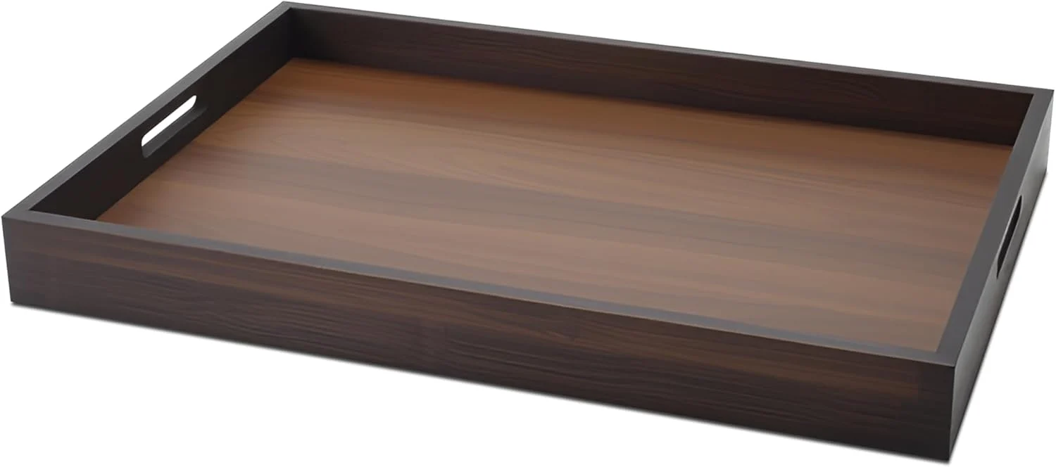 Premium Wood Serving Tray Decor 15 x10 x1.5 Medium Serving Tray for Party Ottoman Coffe Table Bar Breakfast in Bed Dining Home Decor Relaxed