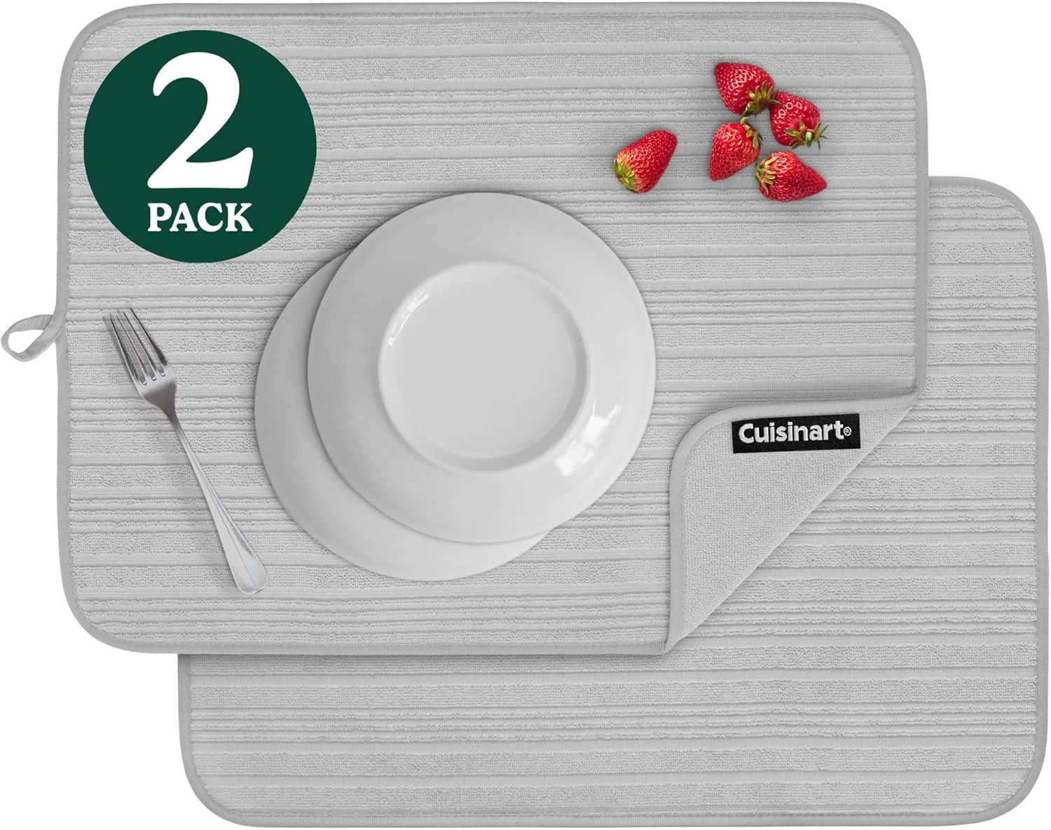 Innovative Cuisinart Dish Drying Mats for Kitchen Counter – 2 18 x 24 Ultra Absorbent Dish Drying Mat XL – Foldable Machine Washable Powerful