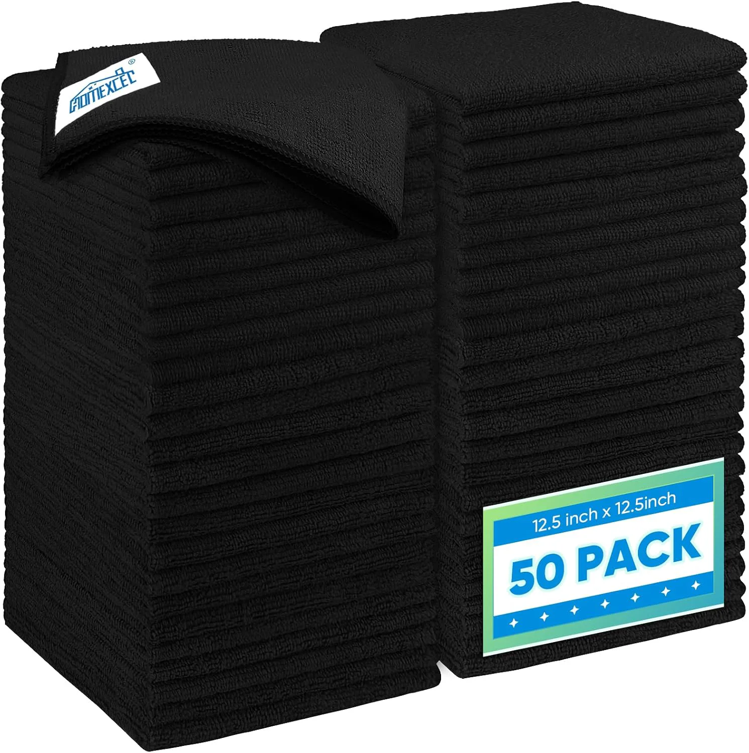 Effective Homexcel Black Microfiber Cleaning Cloth 50 Pack 12.5 x 12.5 inch Microfiber Towels for Cars Ultra Absorbent Car Washing Cloth Elite
