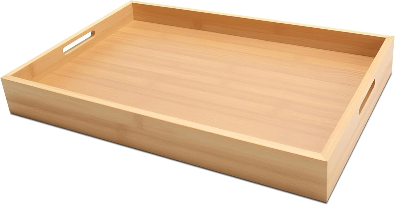 Lightweight Serving Tray 13 x8.7 x1.5 Small Bamboo Serving Trays for Party Coffee Table Ottoman Breakfast Dining Home Decor Bathroom Bar Selected