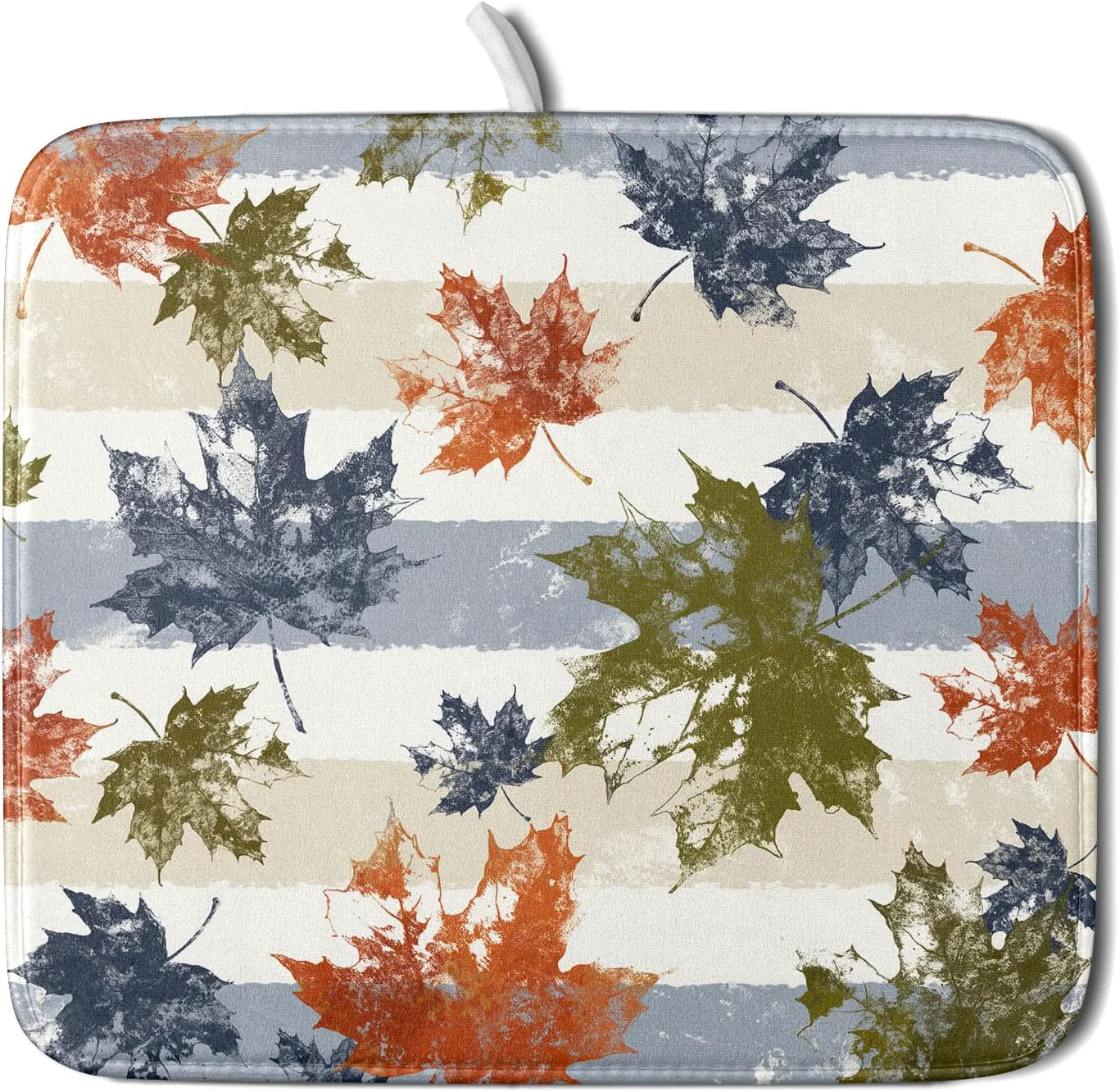 Responsible Autumn Colorful Maple Leaves Dish Drying Mat for Kitchen Counter Blue and White Stripe Drying Mat 16 x 18 Inch with Absorbent Reversible Microfiber Exceptional
