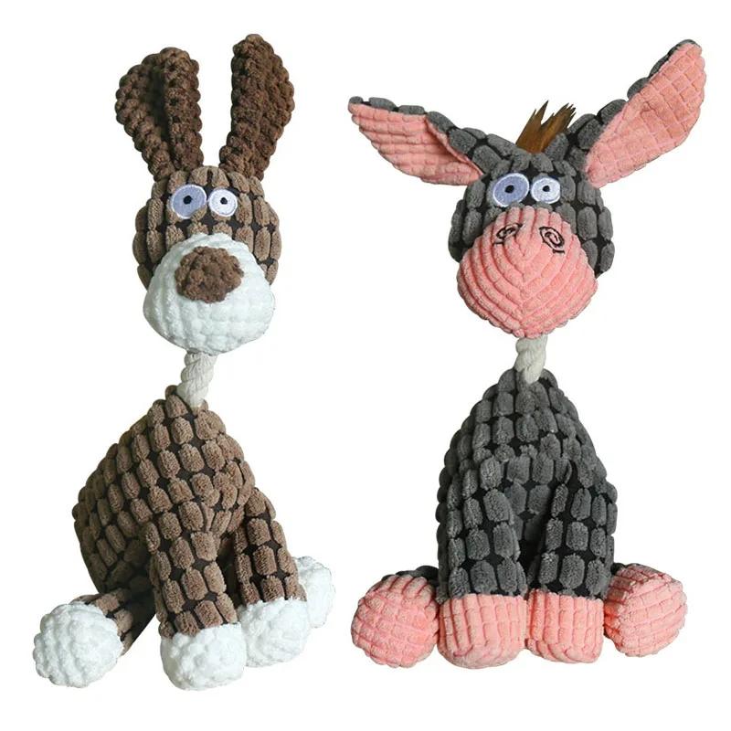 Smooth Jouet à mâcher en peluche couineur en forme d’âne pour chiens et chiots Efficient
