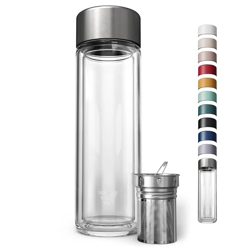 User-Friendly Glass Multi Tea Infuser Bottle 14oz Lightweight