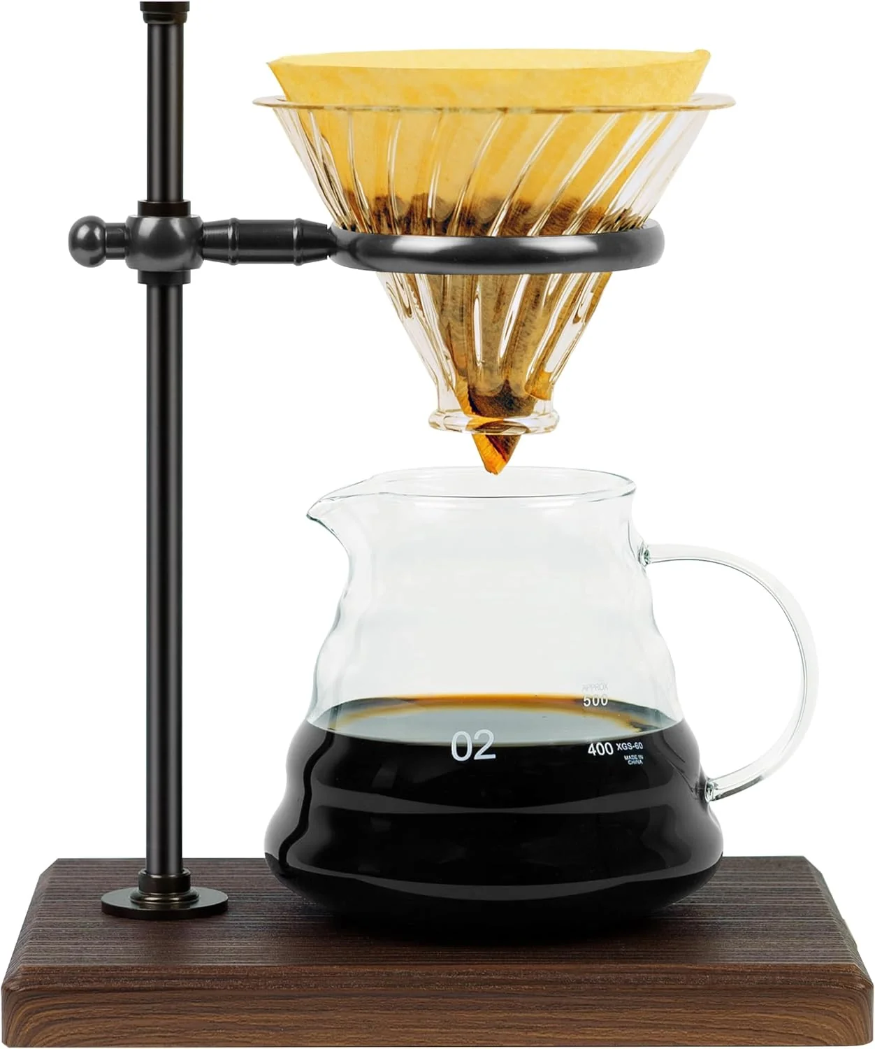 Lightweight L’ÉPICÉA Pour Over Coffee Maker Set Pour Over Coffee Maker with Stand Adjustable Stainless Steel Stand Wooden Base Paper Filters Unique