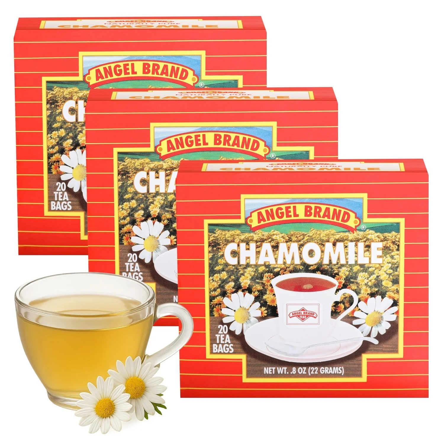 Convenient Angel Brand Chamomile Tea Bags 20 – Pack of 3 – Chamomile Flower Tea for Relaxation Crafted