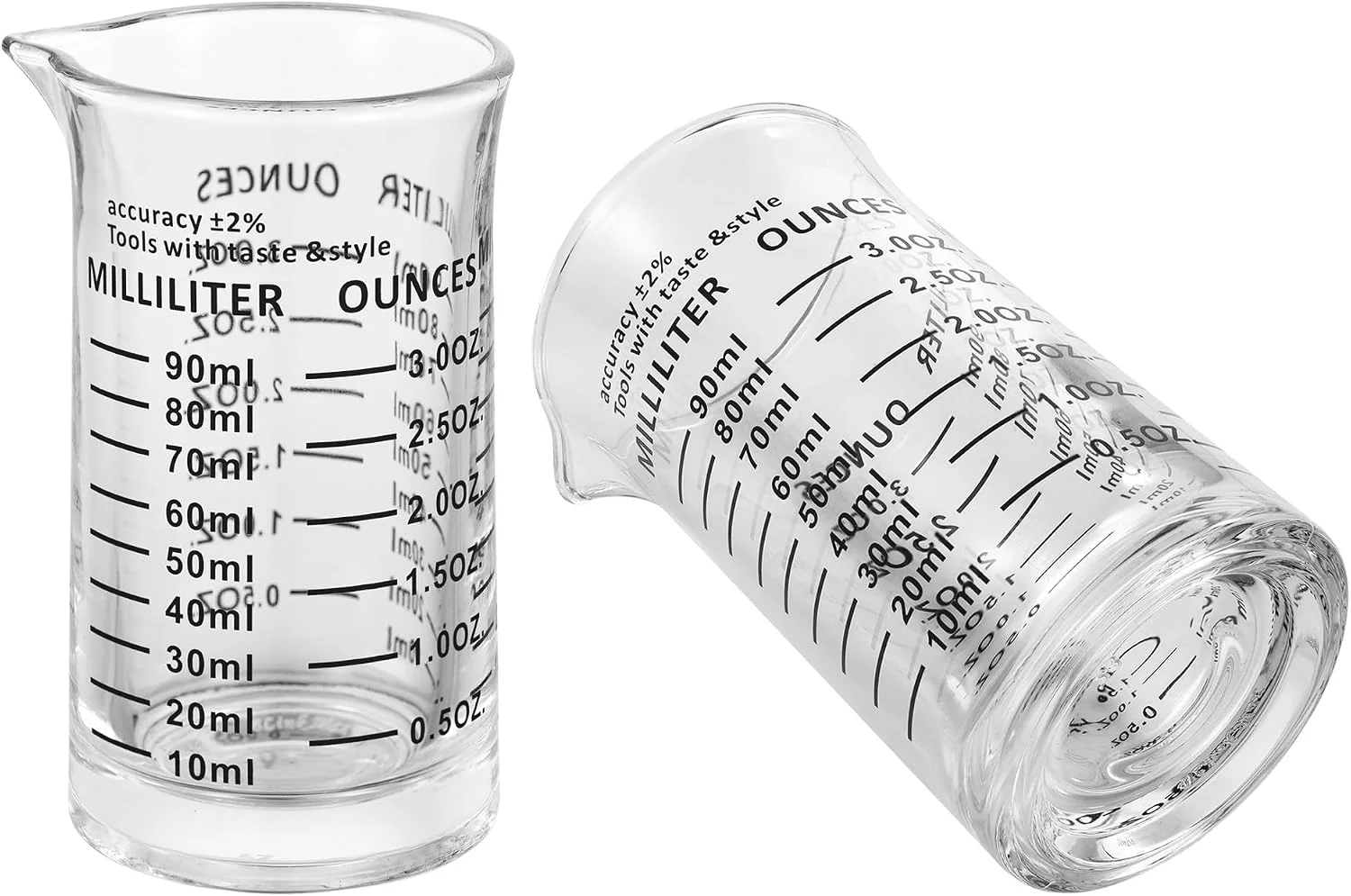 Responsible Ackers 3oz 90ml Glass Measuring Cup – Shot Glass with Double Scale-Ounce Ml Markings for Kitchen amp Bar Pack of 2 Casual
