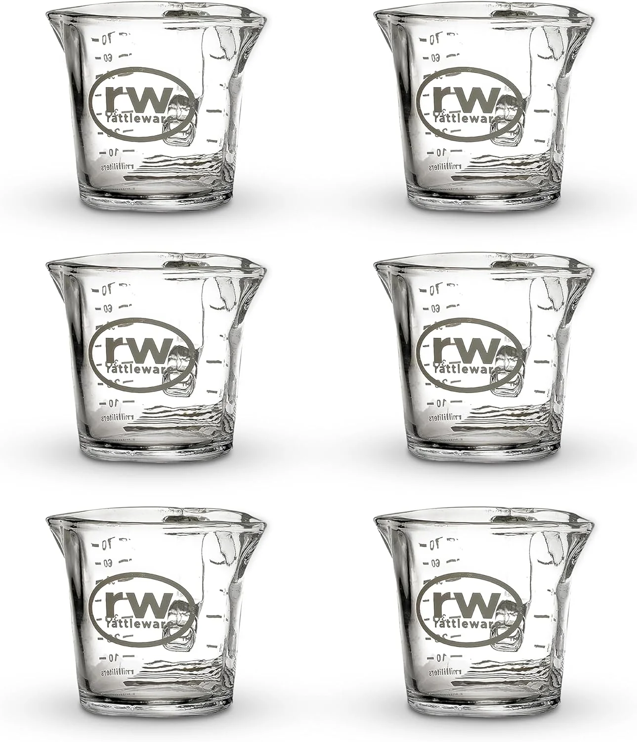 High-Grade Rattleware 3 Oz Double Spouted Glass Espresso Shot Pitcher with Graduated Ml Oz Markings Commercial-Grade Measuring Cup for Barista Precision and Carefully Designed