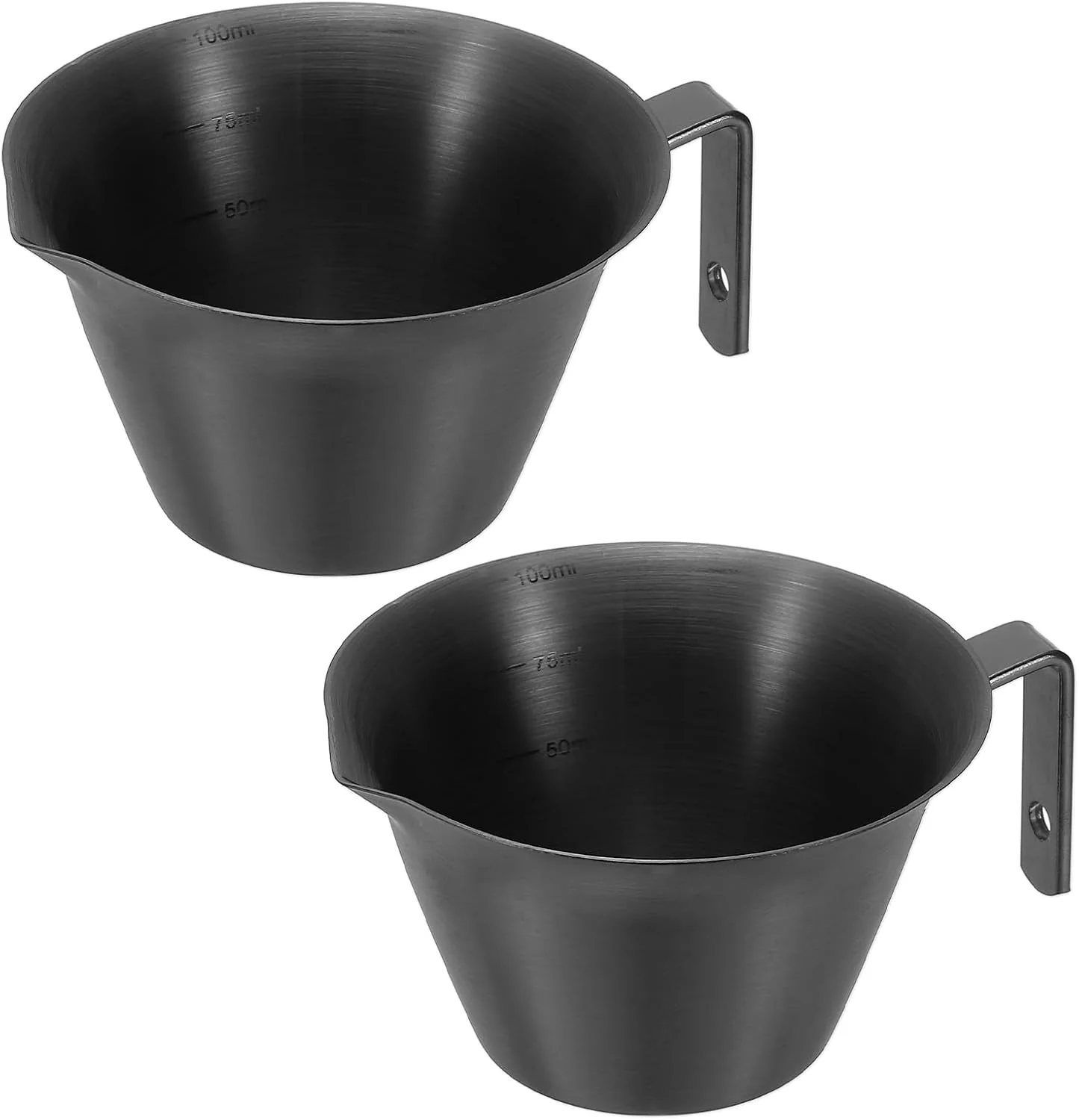 Authentic uxcell 2 Pcs Stainless Steel Espresso Cup with Handle V-Shaped Mouth Espresso Measuring Cup with Scale for Preparing Coffee Cocktails 3.4OZ 100ML Black Trusted