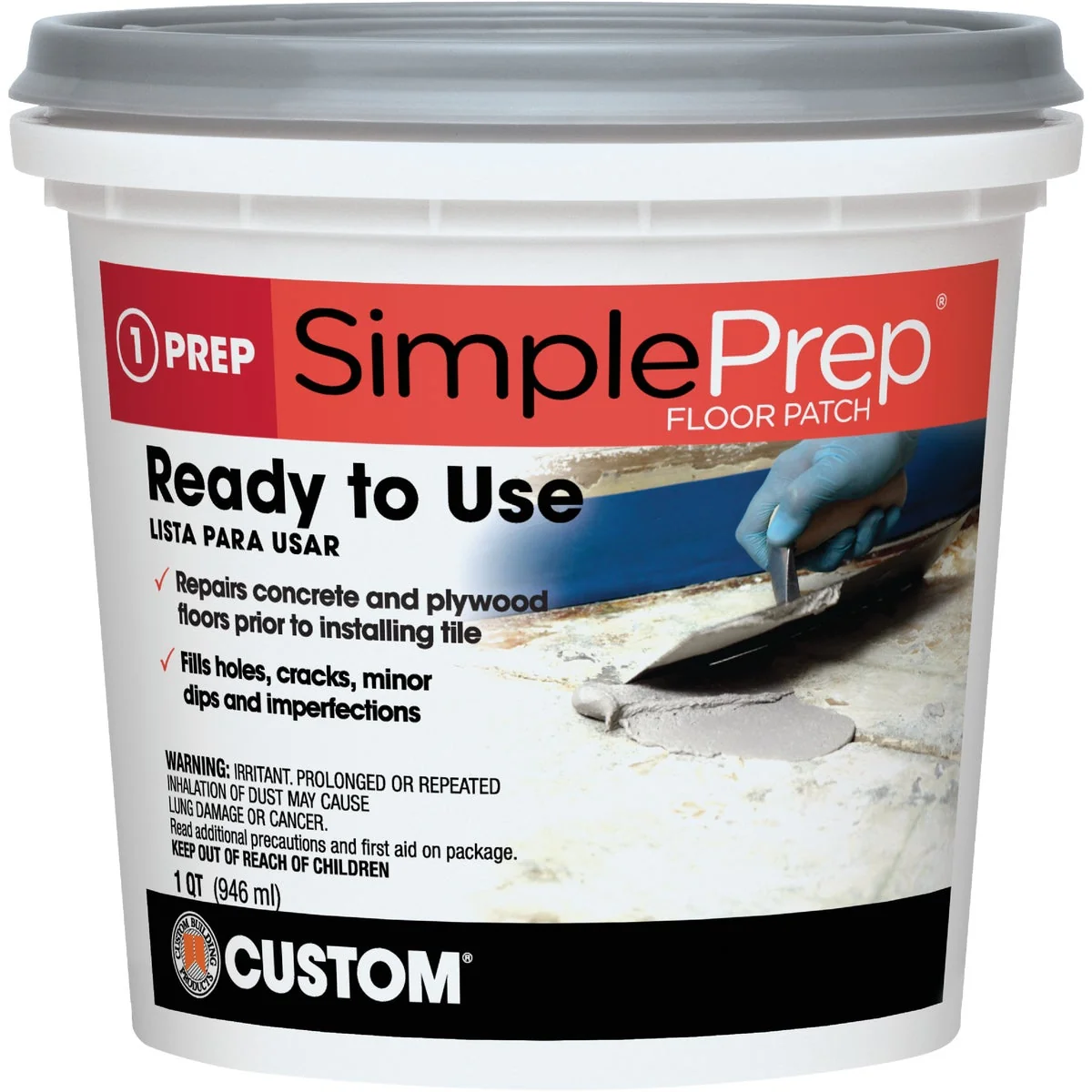 World-Class SimplePrep Pre-Mixed Floor Patch Gray 1 Qt. Efficient