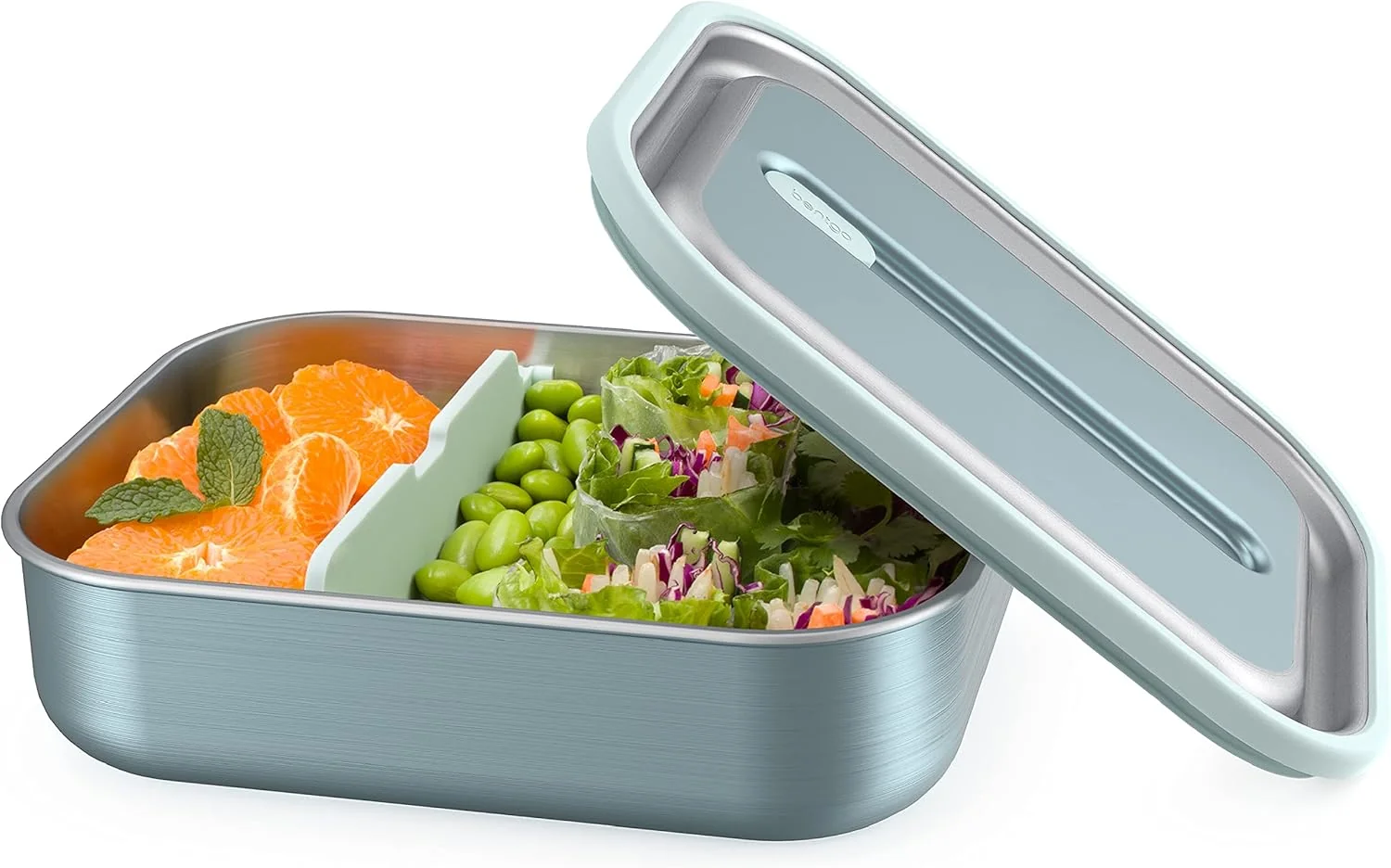 Minimalist Bentgo MicroSteel Leak-Proof Lunch Box – Microwave-Safe Oven-Safe Bento-Style Container with Removable Divider Airtight Lid Sustainable Design First-Class
