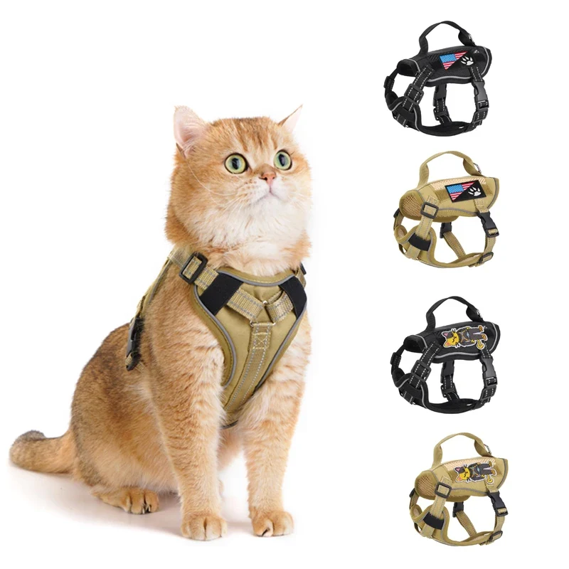 Comfortable Harnais tactique anti-évasion pour chat — Gilet en maille douce pour chats et petits chiens World-Class