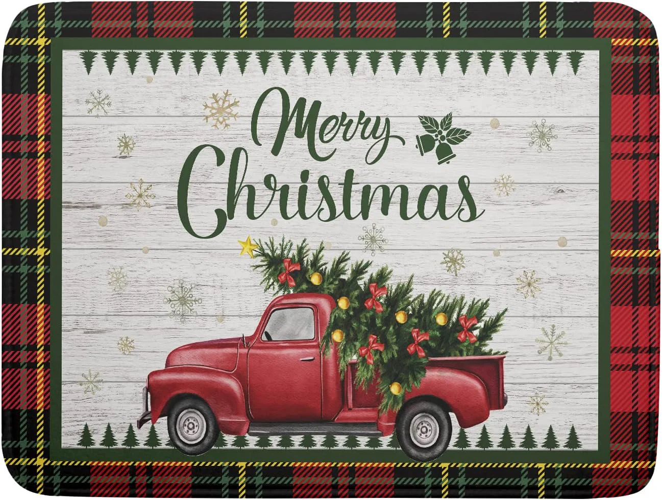 Premium Material Christmas Dish Drying Mat 18×24 Inch for Kitchen Counter Decor Absorbent Reversible Microfiber Red Truck Buffalo Check Plaid Dishes Pad Dish Drainer Breathable