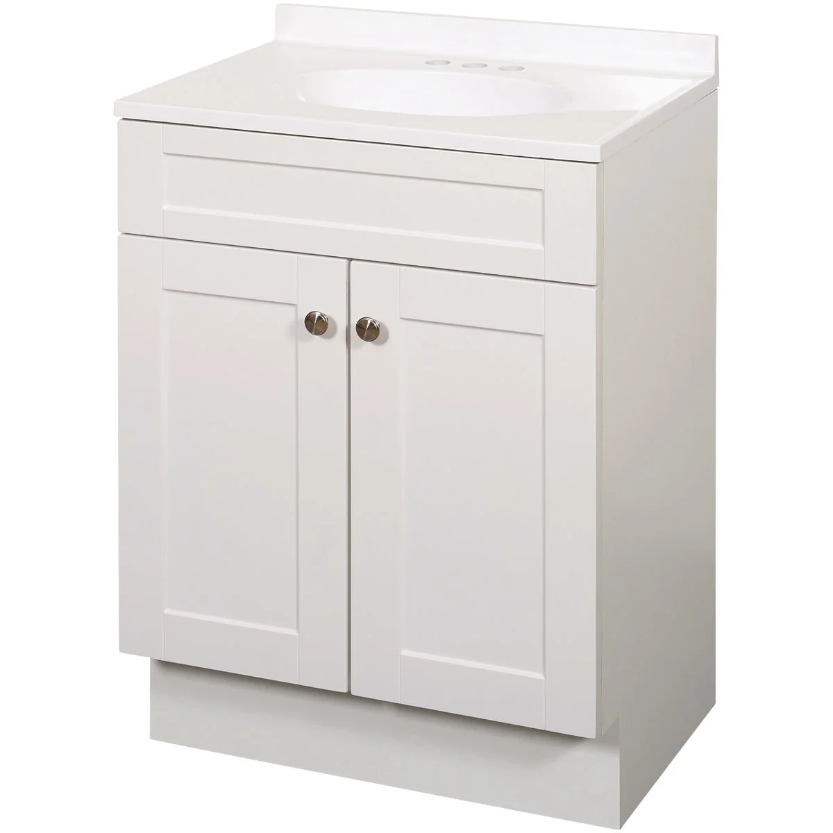 Prestigious Zenith Zenna Home White 24 In. W x 35 In. H x 18 In. D Shaker Vanity with White Cultured Marble Top Secure