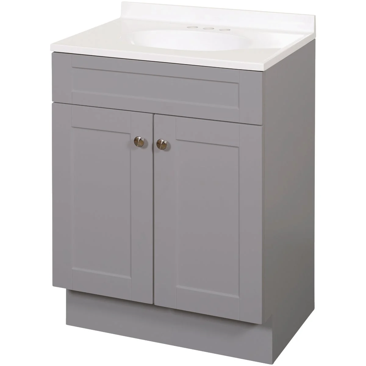 Responsible Zenith Zenna Home Cool Gray 24 In. W x 35 In. H x 18 In. D Shaker Vanity with White Cultured Marble Top High-Grade