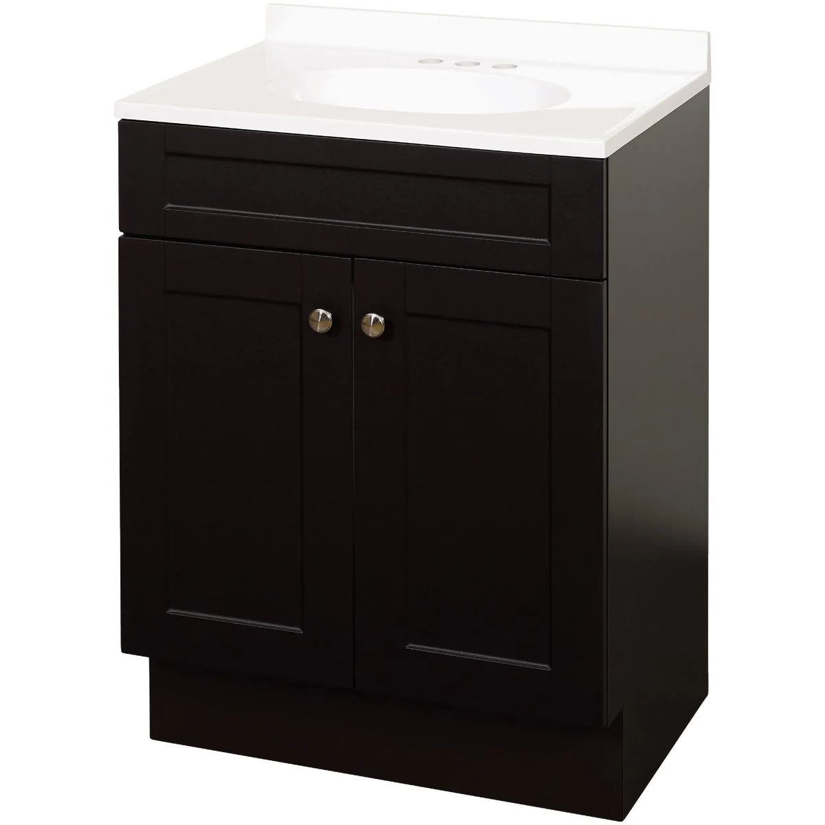 Consistent Zenith Zenna Home Espresso 24 In. W x 35 In. H x 18 In. D Shaker Vanity with White Cultured Marble Top Official
