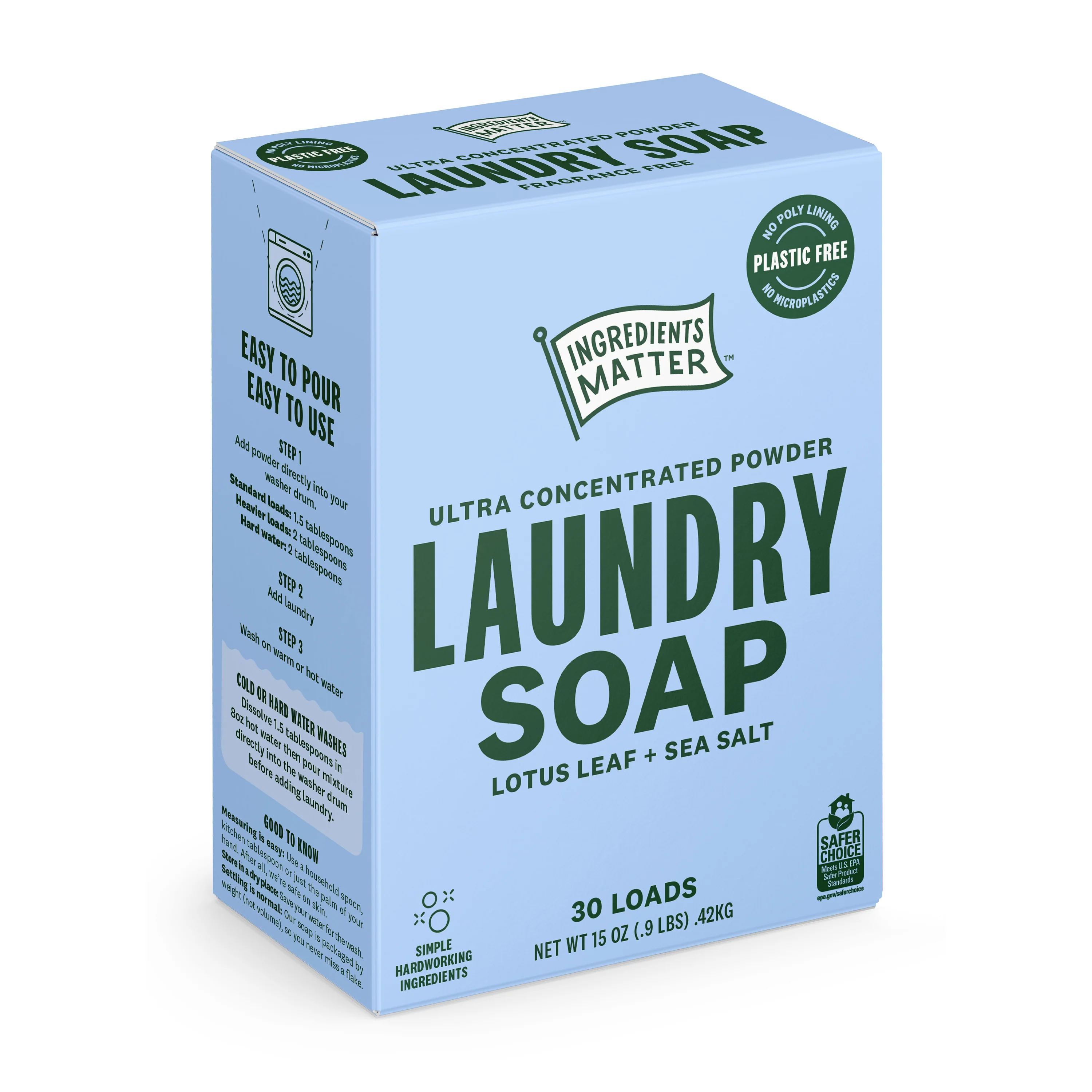 Long-Lasting Ingredients Matter Laundry Soap Powder Ultra Concentrated – 30 Loads Unique