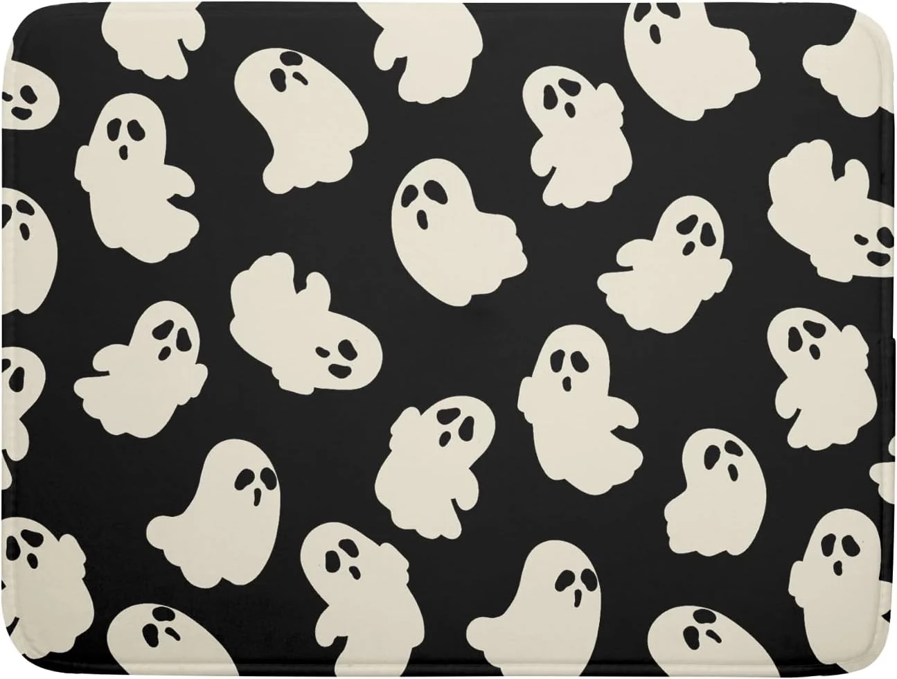Sustainable Halloween Ghost Dish Drying Mat 16X18 Inch Spooky Halloween Drying Mat for Kitchen Counter Black White Absorbent Microfiber Reversible Dishes Pad Premium