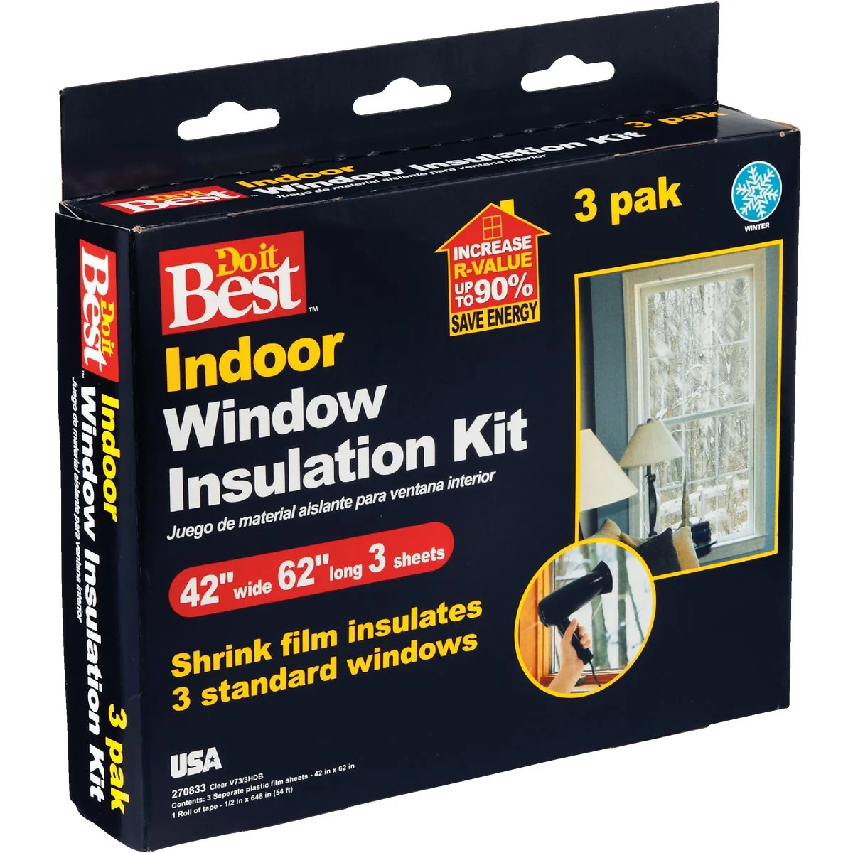 High-Grade Do it 42 In. x 62 In. Indoor Shrink Film Window Kit 3-Pack Sophisticated