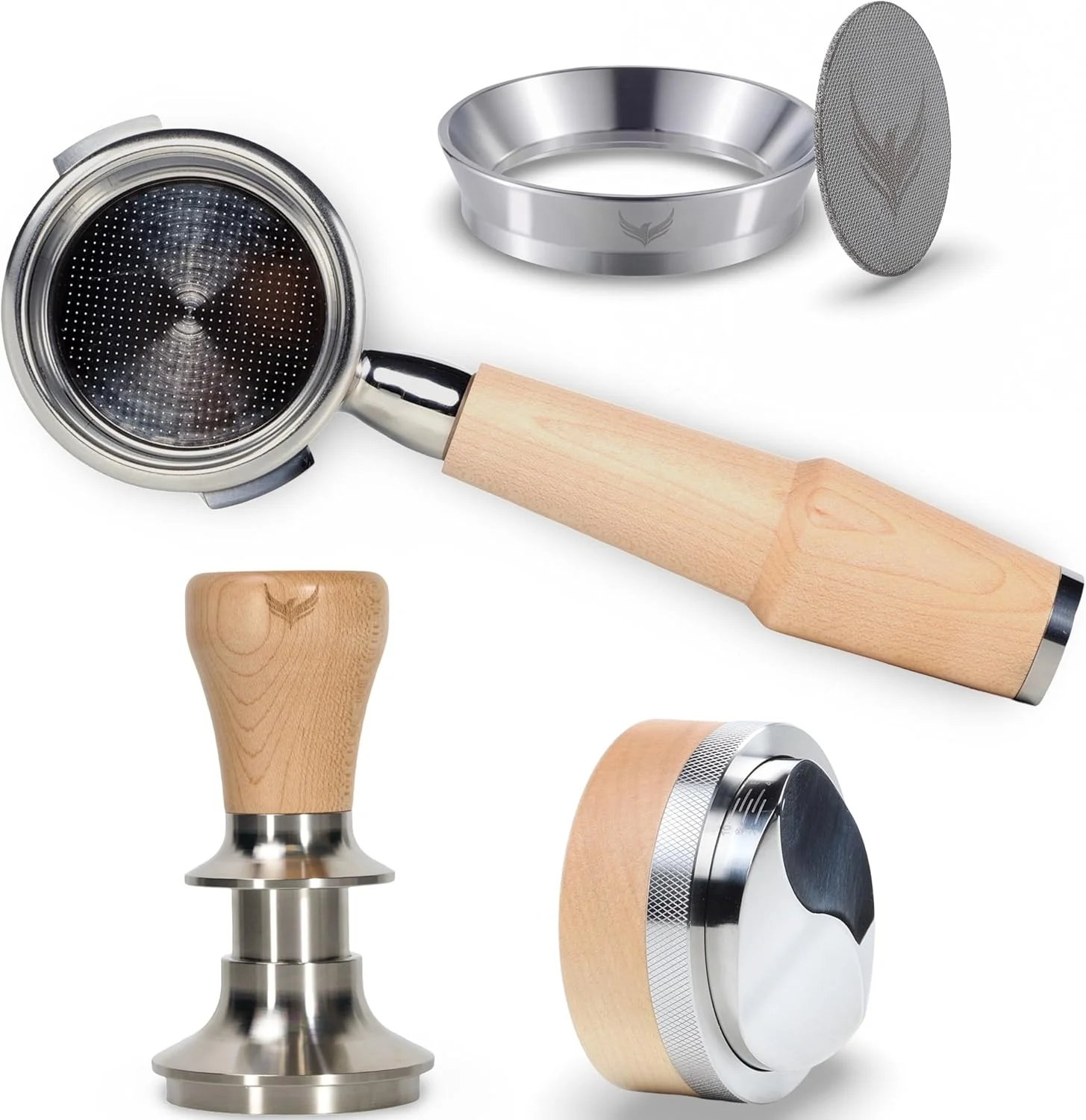 Modern 58mm Espresso Tool Kit for Gaggia Classic Classic Pro and Classic Pro Evo Maple Bottomless Portafilter Calibrated Tamper Healthy