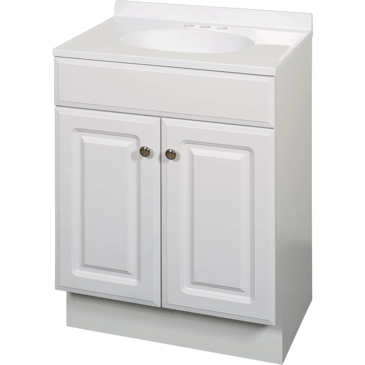 Natural Zenith Zenna Home White 24 In. W x 35 In. H x 18 In. D Vanity with White Cultured Marble Top Elite