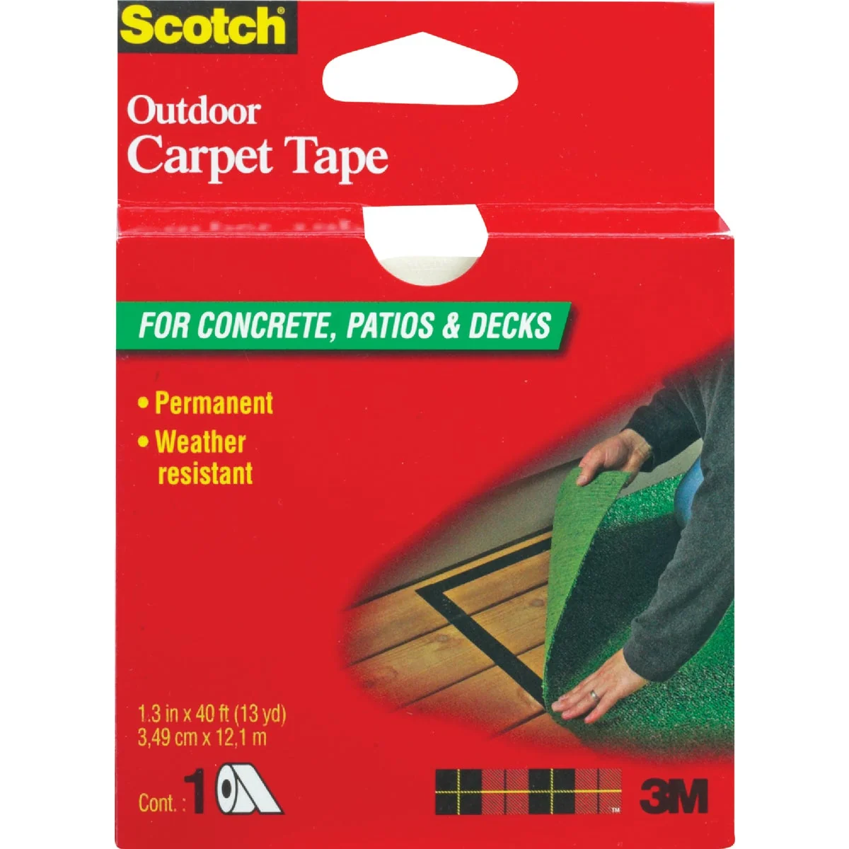 Solid 3M Scotch 1-3 8 In. x 40 Ft. Heavy Duty Carpet Tape Durable