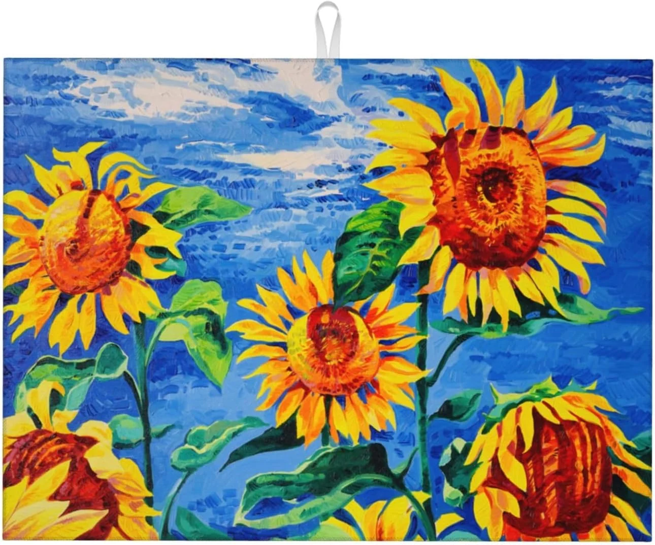 Reusable Sunflowers Large Dish Drying Mats For Kitchen Counter Watercolor Yellow Flower Microfiber Kitchen Drying Mat Draining Pad Absorbent Dish Mat 18 x24 Responsible