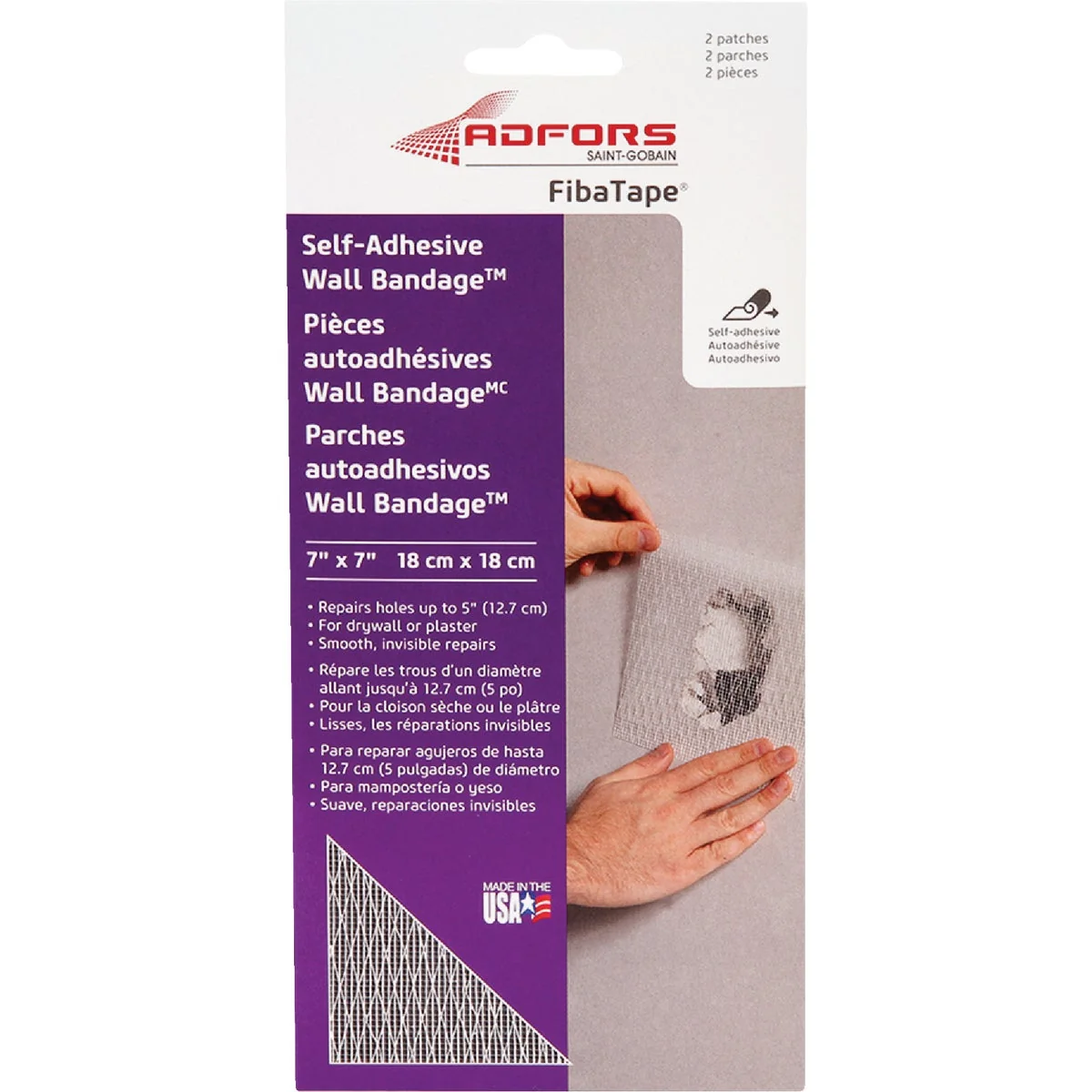 Smooth FibaTape Wall Bandage 7 In. x 7 In. Self-Adhesive Drywall Patch 2-Pack Innovative