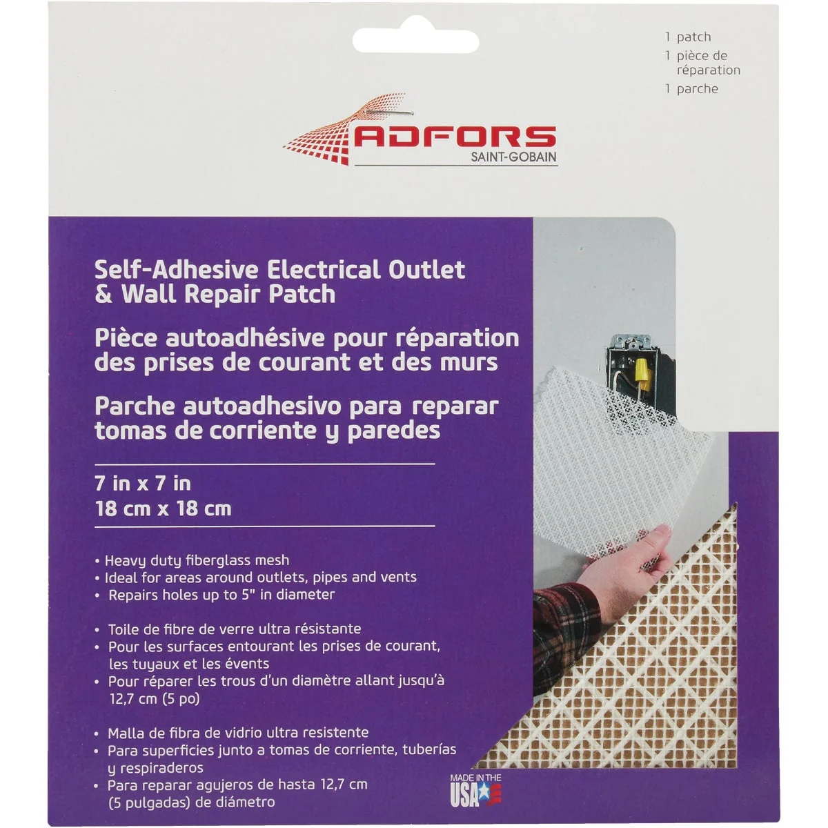 Versatile FibaTape 7 In. x 7 In. Electrical Outlet Self-Adhesive Drywall Patch Practical