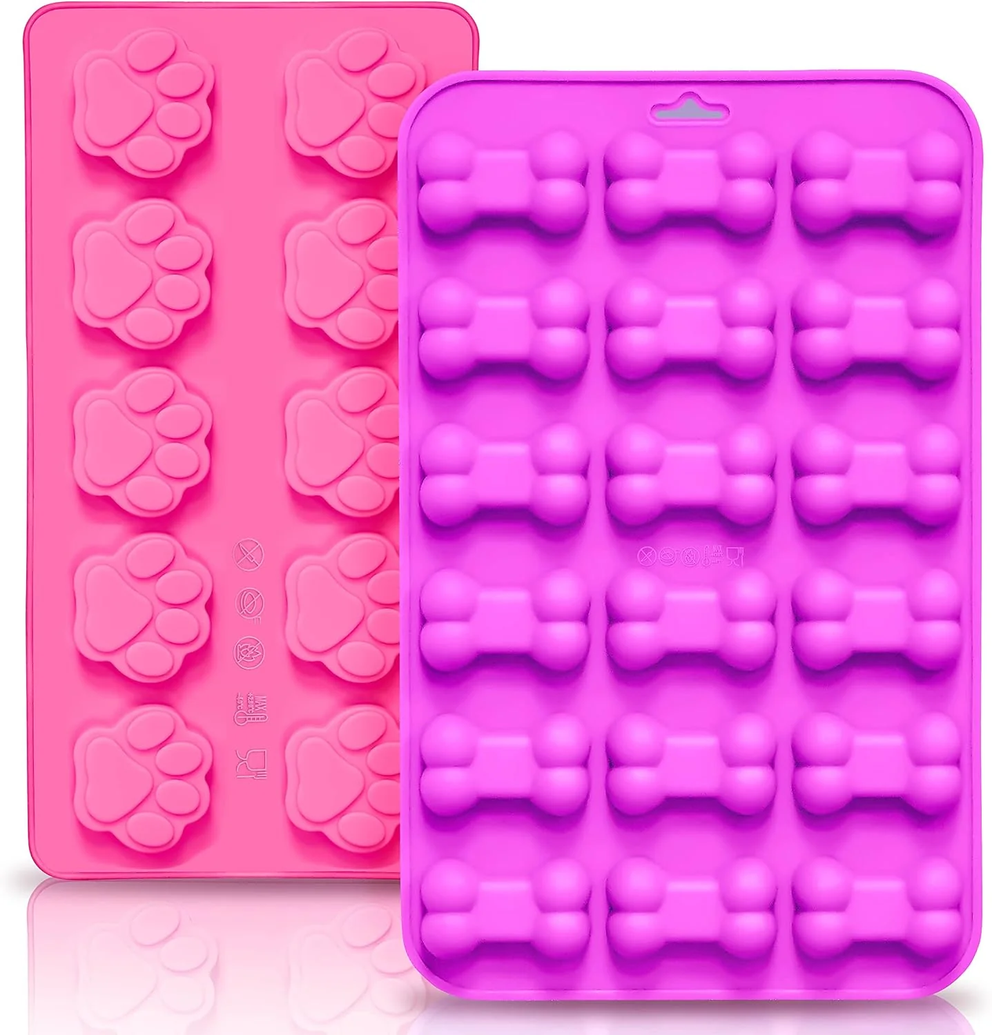 Carefully Designed Anaeat Reusable Silicone Molds with Puppy Dog Paw and Bone Shaped Flexible amp Non-Stick Ice Cube Tray Candy and Chocolate Making Mold for Homemade Baking Dog Treats Jelly Biscuit amp Cupcake 2 Pack Fine Crafted