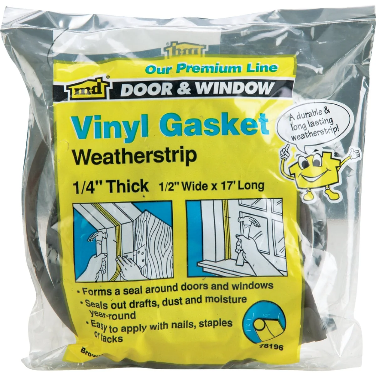 Smooth M-D 1 2 In. x 17 Ft. Brown Door Jamb Weatherstrip High-Quality